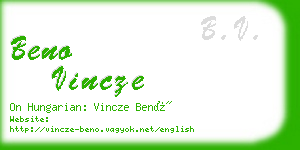 beno vincze business card